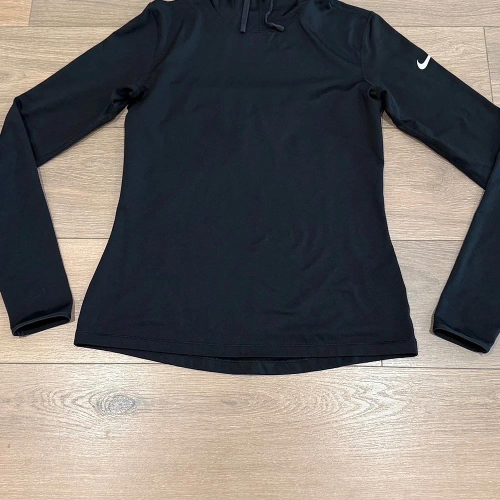 NIKE‎ PRO Black Hyperwarm Fitted Long Sleeve Pullover Active Hoodie Size Medium